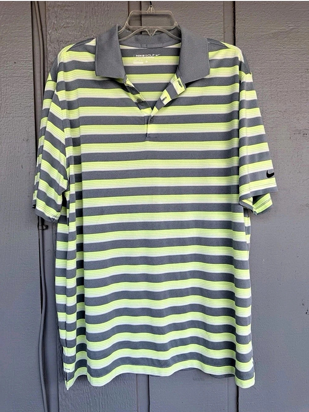 Nike Dri-FIT Tour Performance polo Striped Polo in Gray & Green XL Like New